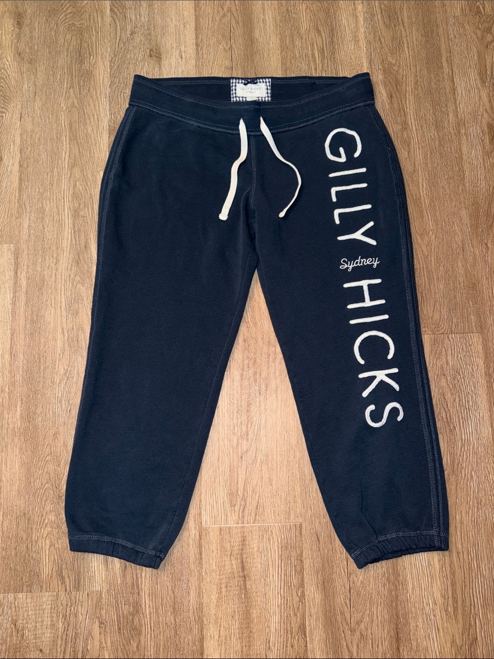 Vintage Y2K Gilly Hicks Sydney Navy Blue Large Spellout Logo Sweatpants Size M